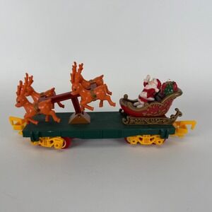 North Pole Christmas Express Magic Train Car Toy State 1992 SANTA SLEIGH REINDEE